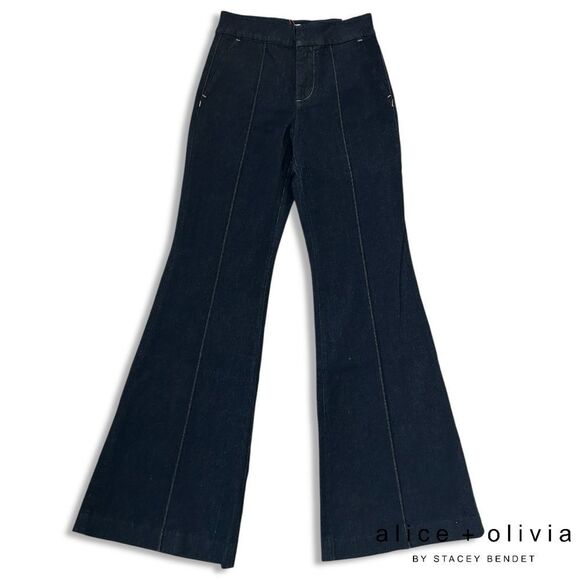 Alice + Olivia **NWT** The Trouser Flared Jean in Dark Rinse Denim - Picture 8 of 12